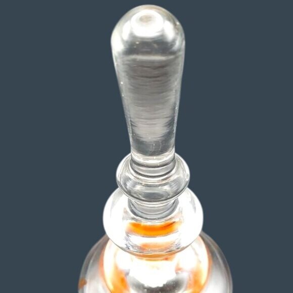 Hungarian Hand Painted Crystal Hostess Bell Orange Gold Flower Crystal Clapper - Picture 4 of 6